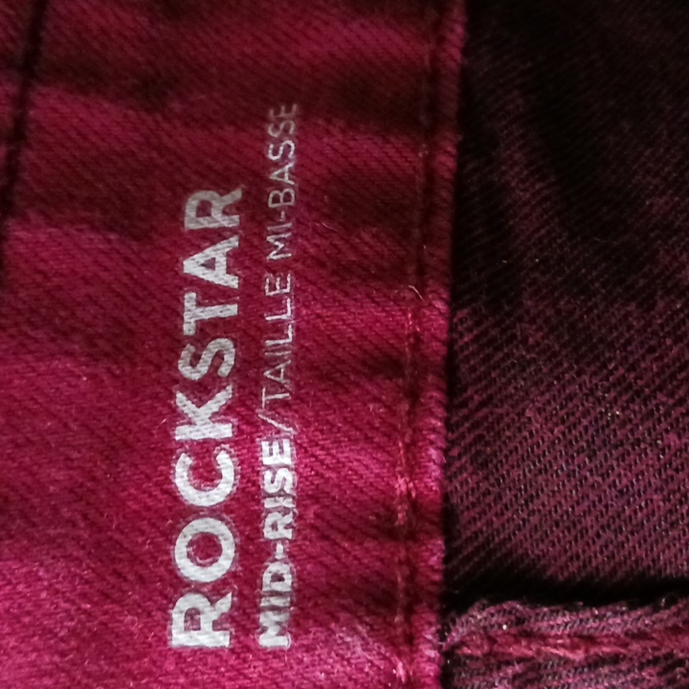 Maroon rock star jeans